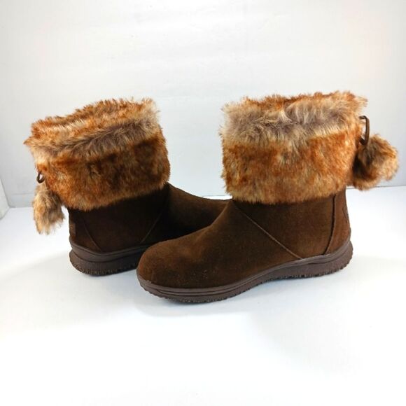 NWOT Minnetonka Somerville Women's Brown Suede Leather Boot Plush Faux Fur 8.... - Picture 4 of 13